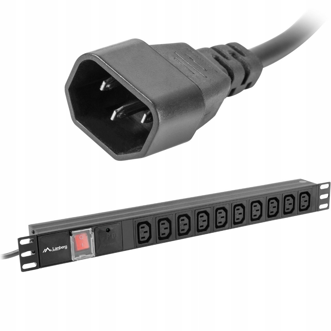 LANBERG LISTWA ZASILAJĄCA RACK PDU SZAFY 1U 19” CALI 230V 10A 2M 10X C13 LANBERG