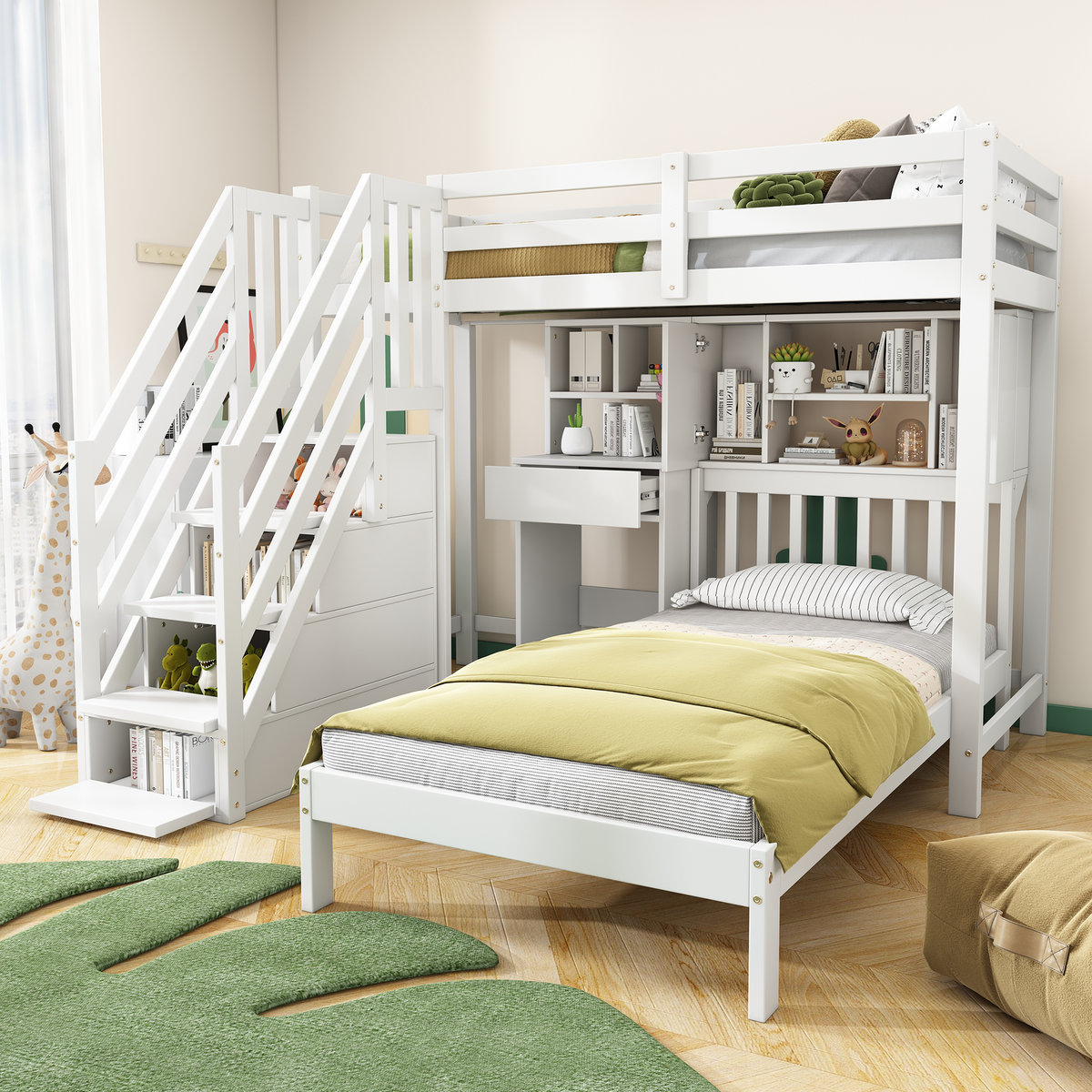 Lit superposé 90x200 avec sommier-Matériau pin massif-Design ...
