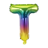 Litera Balon foliowy Tęczowe Litery Alfabet 40cm - T