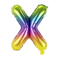 Litera Balon foliowy Tęczowe Litery Alfabet 40cm - X