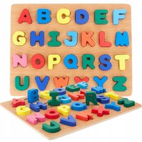 LITERKI DREWNIANE ALFABET PUZZLE UKŁADANKA EDUKACYJNA SORTER NAUKA PREZENT Inna marka