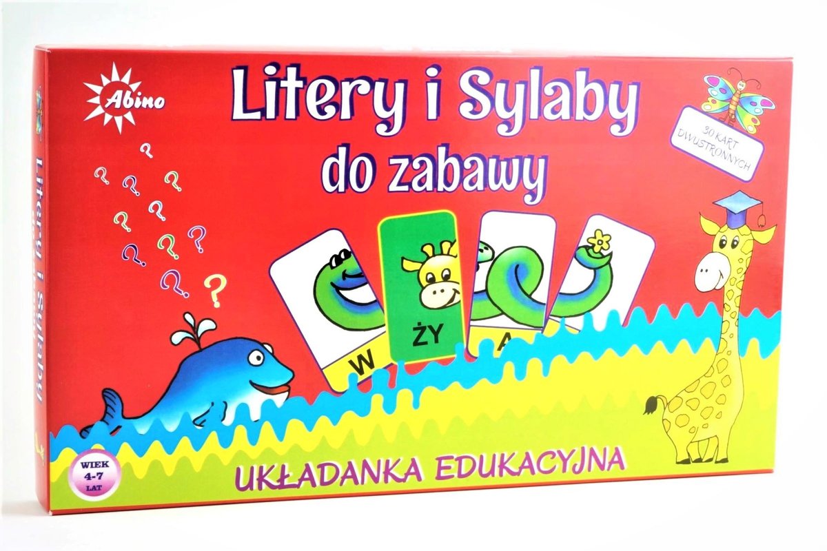 Litery i sylaby do zabawy, układanka edukacyjna do nauki czytania, Abino