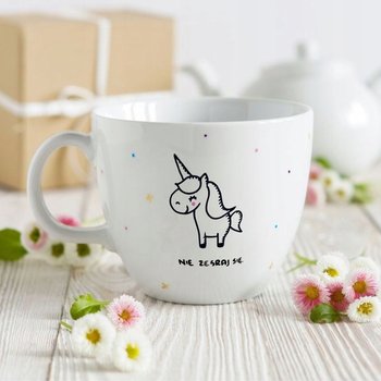 Litrowy kubek gigant z niegrzecznym jednorożcem, 1000 ml, czarny humor - Faramuszka