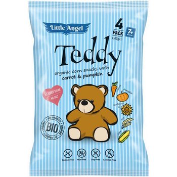 Little Angel, chrupki kukurydziane Teddy marchew i dynia, 4 x 15 g - McLloyd's