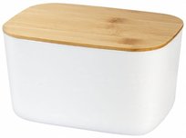 LIVARNO Home Pojemnik na przybory kosmetyczne, z bambusową pokrywką - BIAŁY