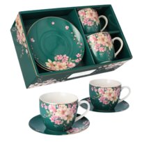 LIVELLO KOMPLET 2 FILIŻANEK 250ML ZE SPODKIEM 14CM KWIAT WIŚNI MORSKI livello