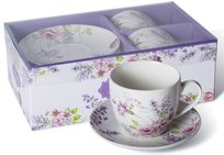 LIVELLO KOMPLET 2 FILIŻANEK PORCELANOWYCH ZE SPODKIEM 250 ML / 14 CM KWIATY