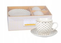 LIVELLO KOMPLET 2 FILIŻANEK PORCELANOWYCH ZE SPODKIEM 250 ML / 14 CM