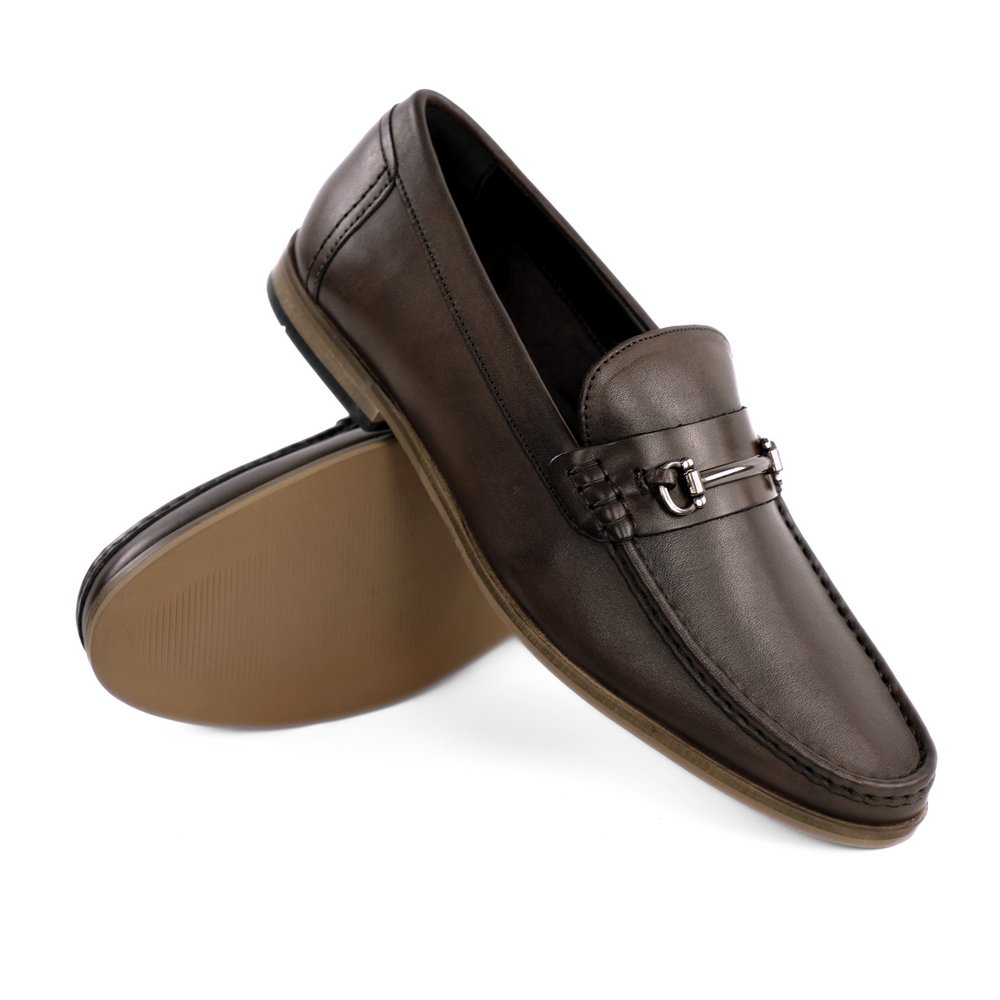Solier Loafersy męskie skórzane z klamrą brązowe rozmiar 43