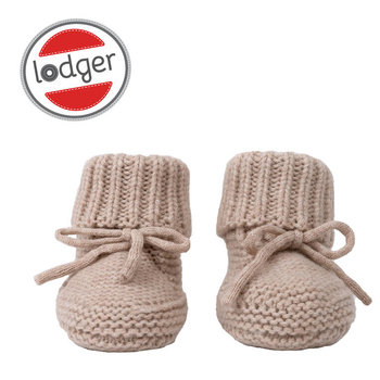 Lodger, Buciki Niechodki Z Wełny Merino 100%, Jasnobeżowe, Fleece Beige, 0-6 M - Lodger