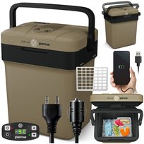 Lodówka turystyczna Ice-On 32 samochodowa funkcja grzania 12v 230v USB Peme Essential 32 Sand Storm