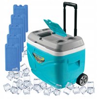 Lodówka turystyczna na kółkach turkusowa Pinnacle 30L + 5 wkładów 500ml