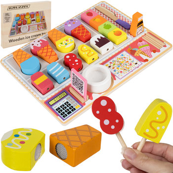 Lodziarnia Drewniana Lody Sklep Zestaw do Robienia Lodów na Rzep dla Dzieci KRUZZEL - Iso Trade