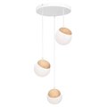 Loftowa LAMPA wisząca SFERA WOOD MLP5425 Milagro skandynawska OPRAWA szklane kule ZWIS kaskada biała drewno - Milagro