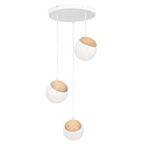 Loftowa LAMPA wisząca SFERA WOOD MLP5425 Milagro skandynawska OPRAWA szklane kule ZWIS kaskada biała drewno