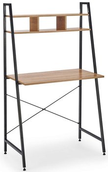 Loftowe biurko ELIOR Lusso 3X, brązowo-czarne, 46x84x142 cm - Elior