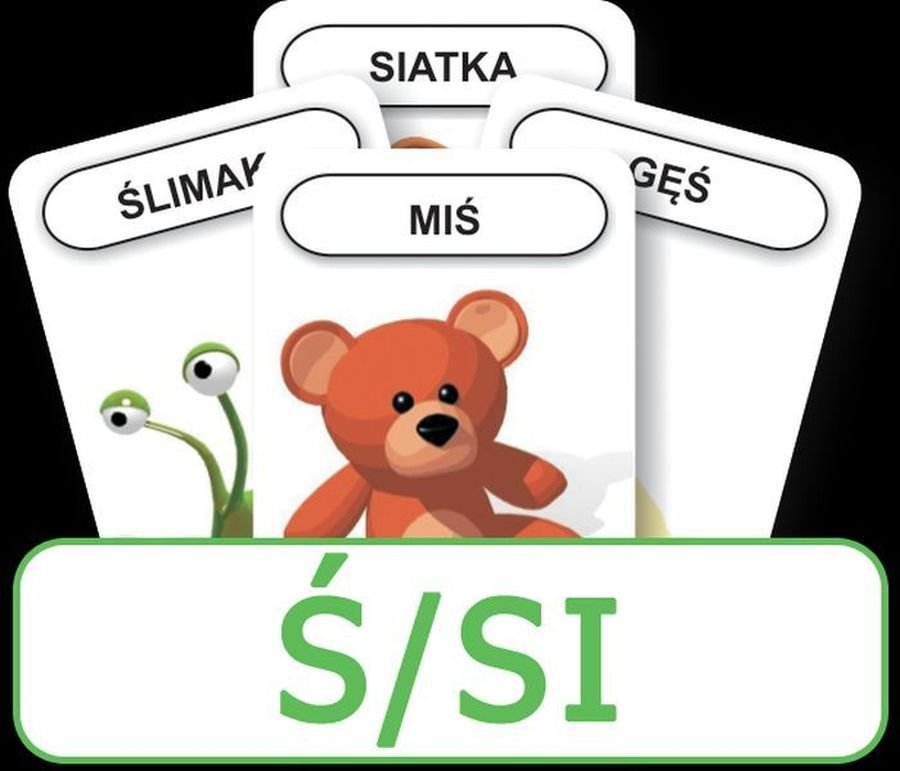 Logopoedyczny Piotruś Część IX: głoska Ś/SI, karty, Komlogo