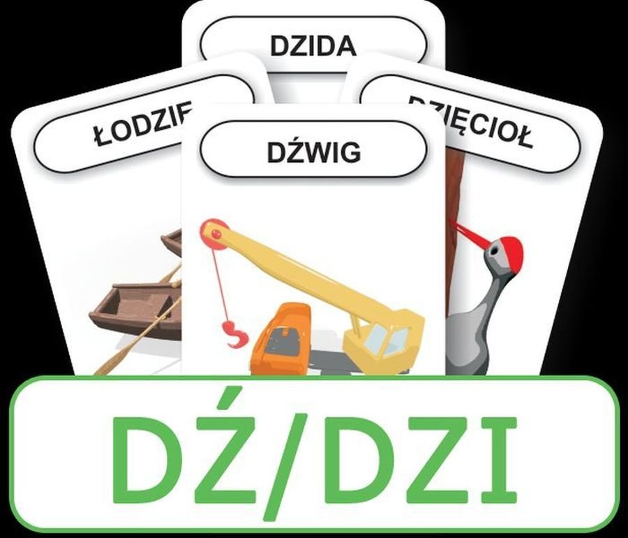 Logopoedyczny Piotruś Część XII: głoska DŹ/DZI, karty, Komlogo