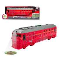 LOKOMOTYWA pociąg czerwony ŚWIATŁA i DŹWIĘKI projektor 38 cm