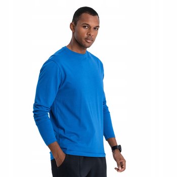 Longsleeve męski 100% bawełna basic niebieski wygodny V9 OM-LSBL-0106 r L - Ombre