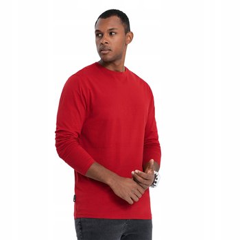 Longsleeve męski 100% bawełna wygodny basic czerwony V5 OM-LSBL-0106 r. S - Ombre
