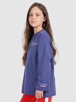 Longsleeve oversize z nadrukiem dziewczęcy 4F 4FJRAW25TLONF589-33S Niebieski 134 4F
