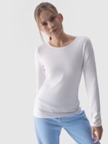 Longsleeve slim gładki damski 4F 4FWMM00TLONF376-10S Biały 4F