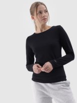 Longsleeve slim gładki damski 4F 4FWMM00TLONF376-20S Czarny 4F