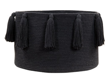 Lorena Canals, Kosz, Basket Tassels, 30x45x45 cm, Czarny - Lorena Canals