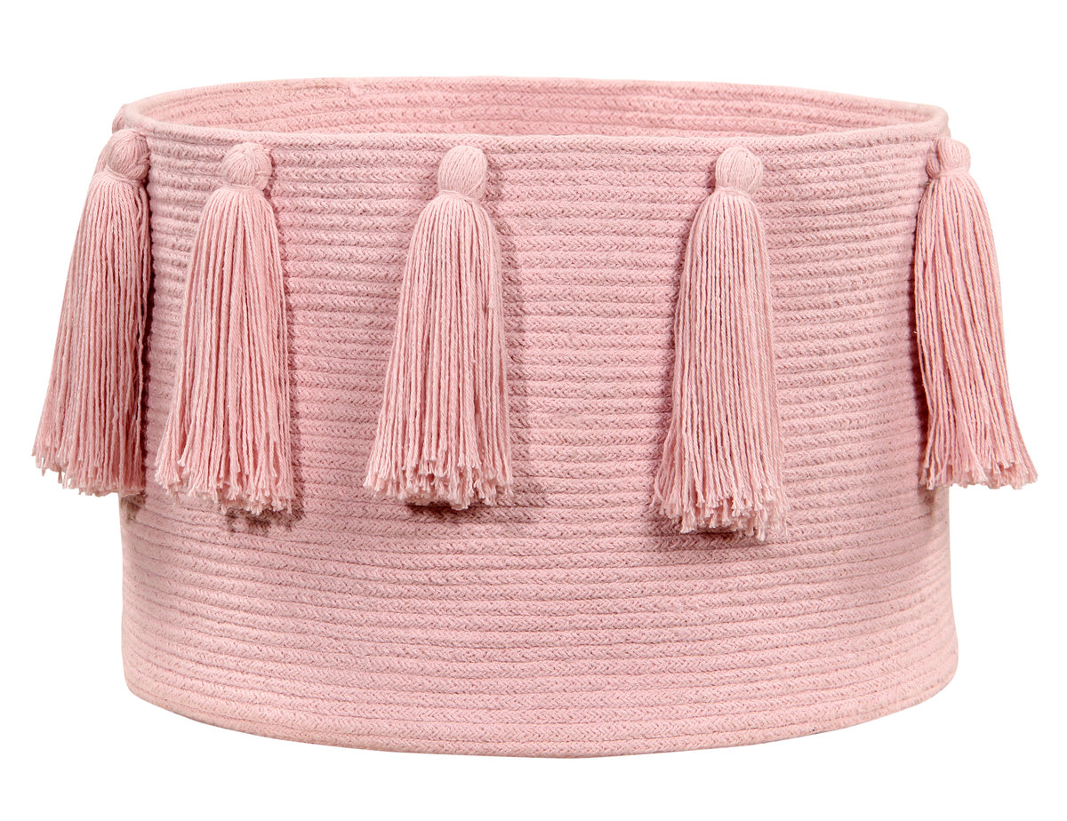 Lorena Canals, Kosz, Basket Tassels, 30x45x45 cm, Różowy