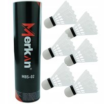 Lotki Do Gry Rekreacyjnej W Badmintona Nylonowe Białe MERKAN Komplet 6 szt.