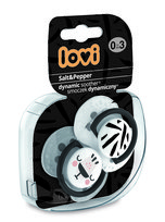 Lovi, Smoczek silikonowy, dynamiczny, Salt & Pepper, 0-3 m, 2 szt.