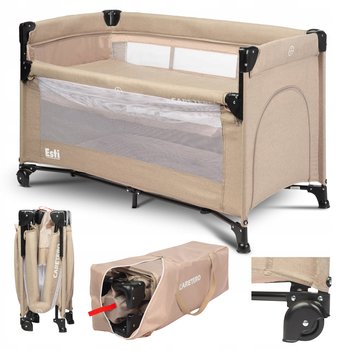 ŁÓŻECZKO TURYSTYCZNE DOSTAWNE DWUPOZIOMOWE OPUSZCZANY BOK MATERACYK TORBA - NELIK