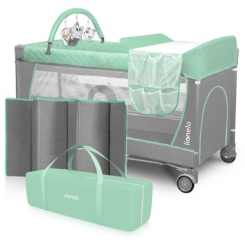 ŁÓŻECZKO TURYSTYCZNE DWUPOZIOMOWE KOJEC SKŁADANE + MATERAC LIONELO FLOWER - Lionelo