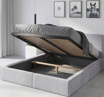 Łóżko 120X200 Tapicerowane Z Pojemnikiem I Materacem Kolor Popiel Od Interbeds