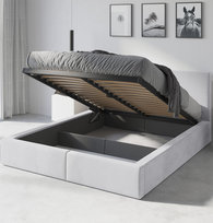 Łóżko 140X200 Tapicerowane Hilton Z Pojemnikiem I Materacem Kolor Biały Od Interbeds