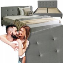 Łóżko 160x200 Tapicerowane Podwójne BUENO Welur Szare Do Sypialni Glamour
