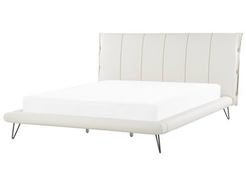 Łóżko białe, ekoskóra, z zagłówkiem, 180x200  - Beliani