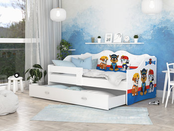 Łóżko białe, Neli, dziecięce, ze stelażem, z materacem, z szufladą, 160x80 - Spokojnesny