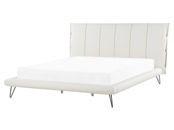 Łóżko białe, tapicerowane, ekoskóra, 160x200  - Beliani