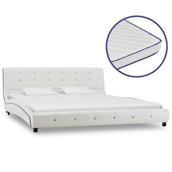 Łóżko białe, VidaXL, z materacem Memory, 160x200 cm - vidaXL