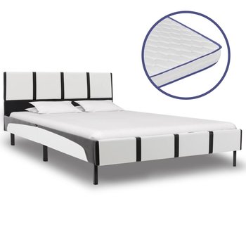 Łóżko biało-czarne, z materacem, 140x200  - vidaXL