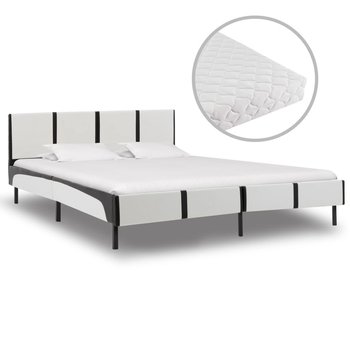 Łóżko biało-czarne, z materacem, 140x200  - vidaXL