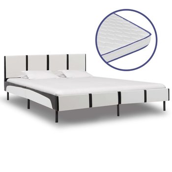 Łóżko biało-czarne, z materacem, 160x200  - vidaXL