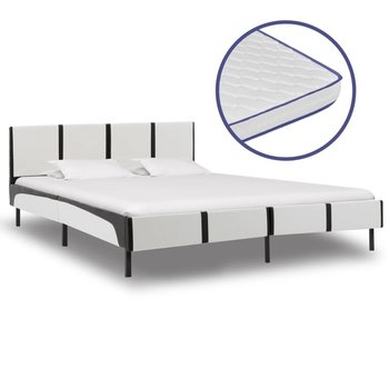 Łóżko biało-czarne, z materacem, 180x200  - vidaXL