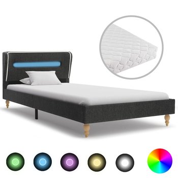 Łóżko ciemnoszare, LED, z materacem, 90x200  - vidaXL