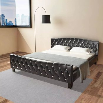 Łóżko czarne, z materacem, 180x200  - vidaXL