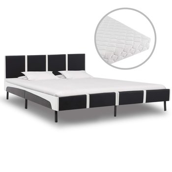 Łóżko czarno-białe, z materacem, 160x200  - vidaXL