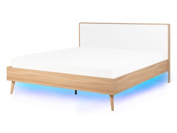 Łóżko do sypialni beżowe, drewniane, Beliani SerrIis, 148x215 cm - Beliani