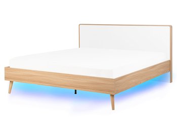 Łóżko do sypialni beżowe, drewniane, Beliani SerrIis, 168x215 cm - Beliani